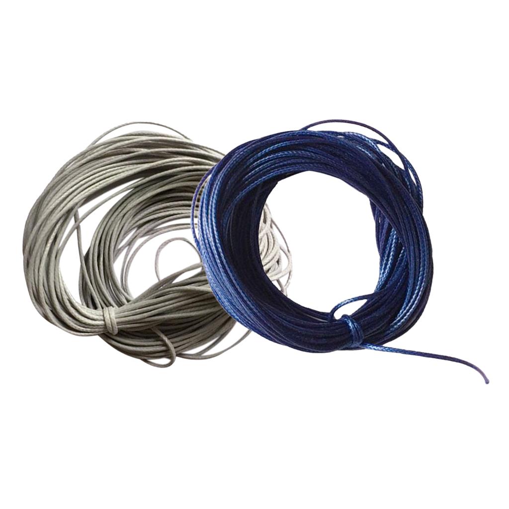 2 Pieces 10 Meters Waxed Nylon String Rope for DIY Neckace 1mm Grey Blue