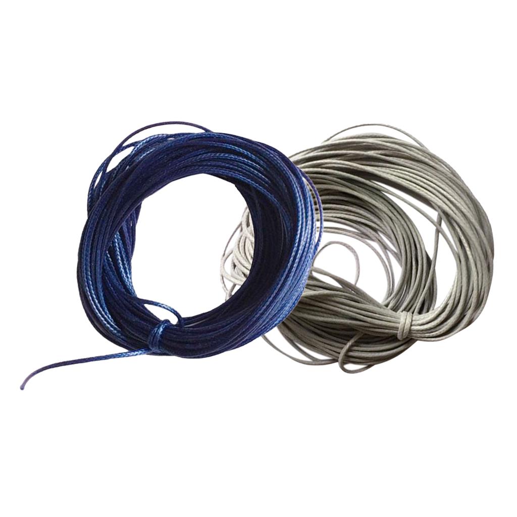 2 Pieces 10 Meters Waxed Nylon String Rope for DIY Neckace 1mm Grey Blue