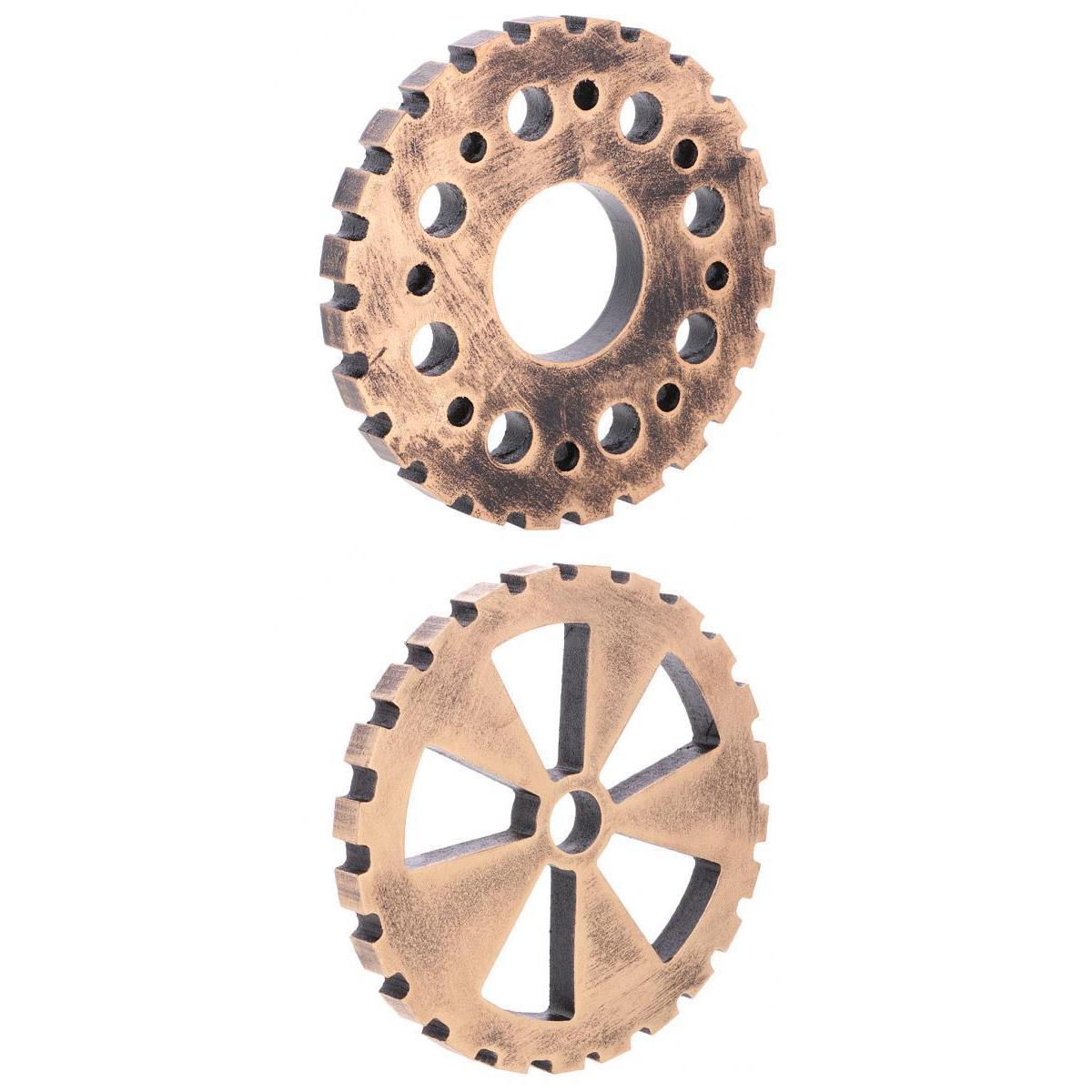 2Pcs Rustic Wooden Circle Gear Home Bar Wall Hanging Art Craft Ornament #4