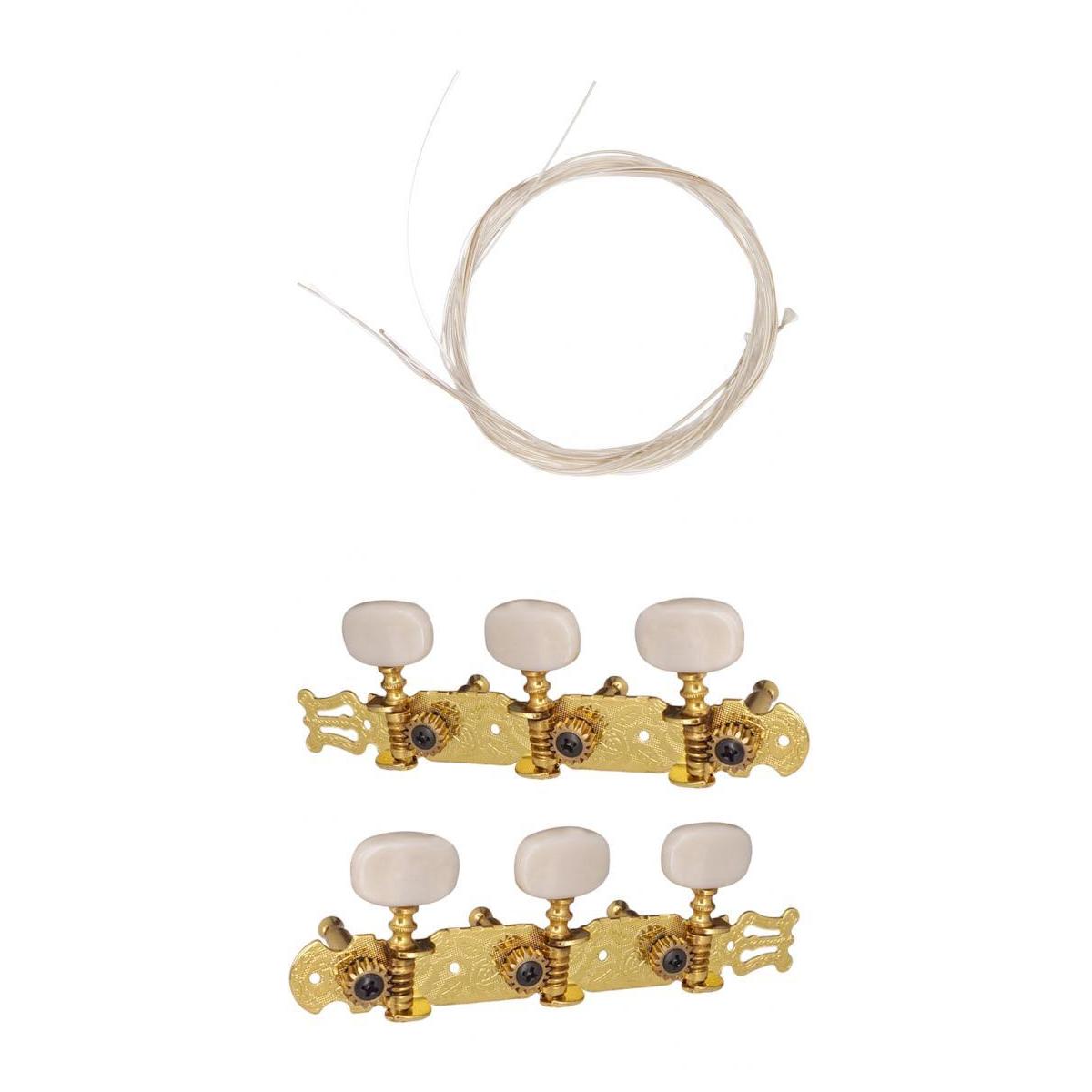 2pcs Guitar Tuning Pegs with 6pcs Nylon Guitar Strings for Acoustic Guitar