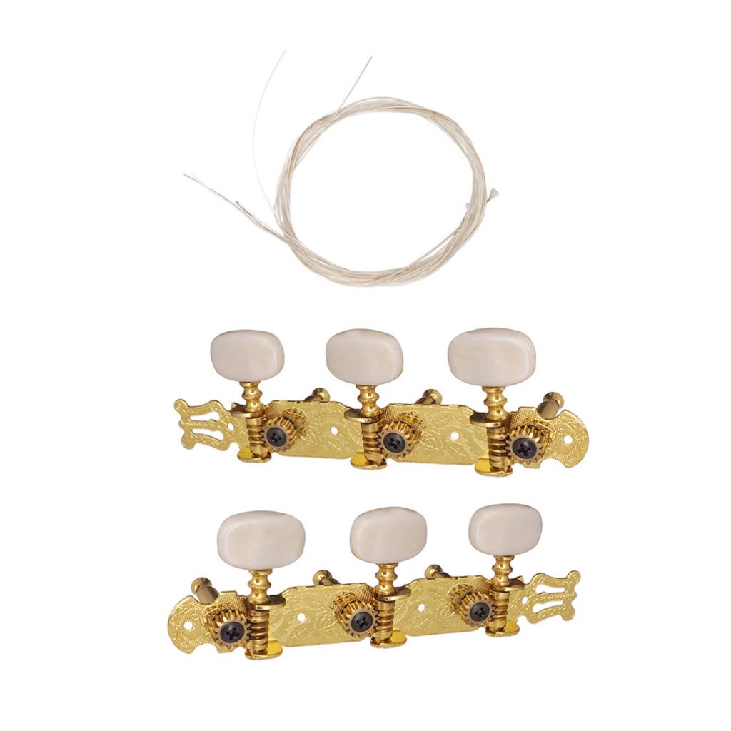 2pcs Guitar Tuning Pegs with 6pcs Nylon Guitar Strings for Acoustic Guitar