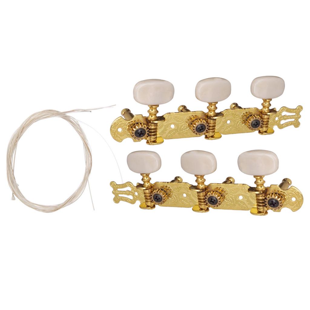 2pcs Guitar Tuning Pegs with 6pcs Nylon Guitar Strings for Acoustic Guitar