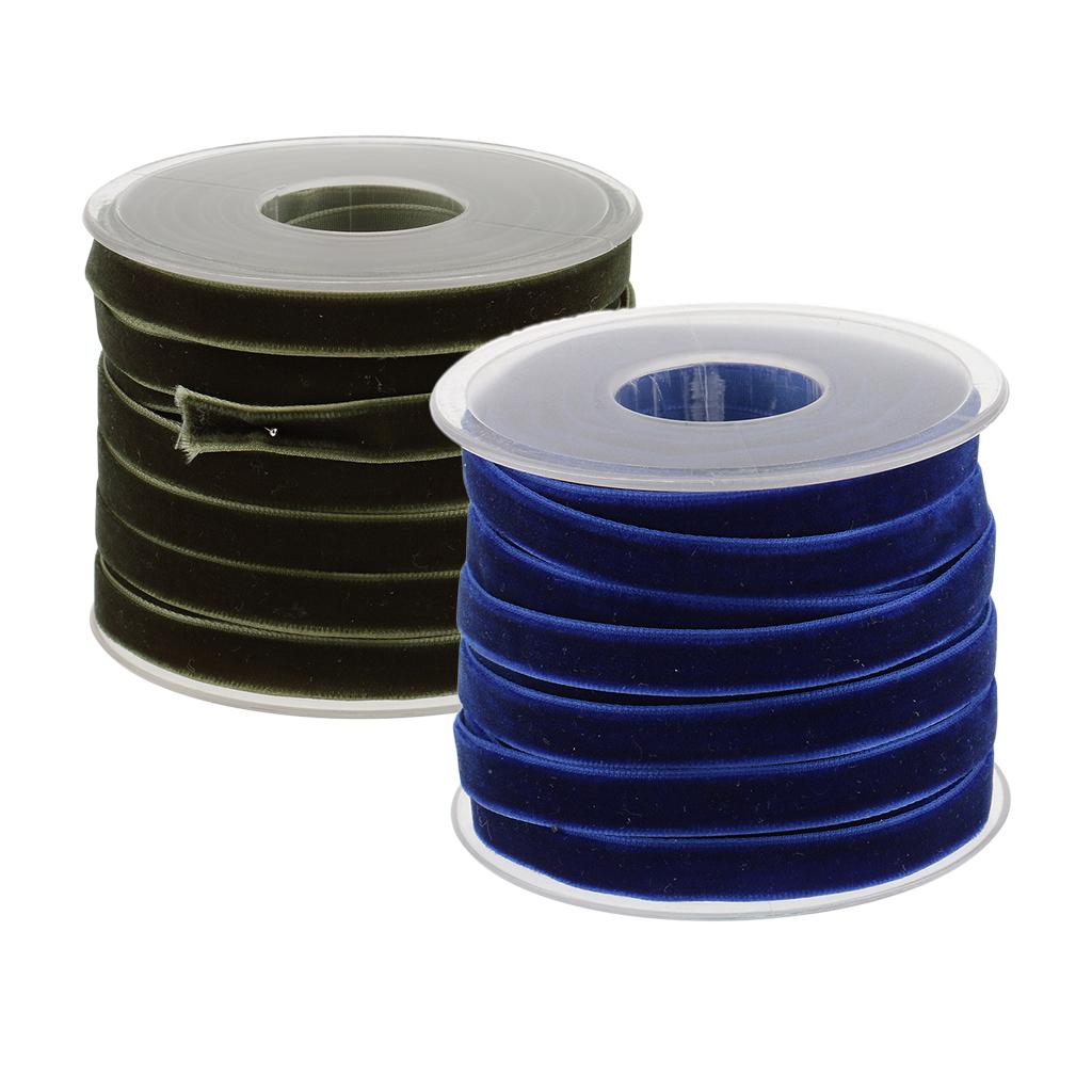 2x20 Yard of Colors 10mm Wide Velvet Ribbon Roll Sewing Trims DIY Crafts