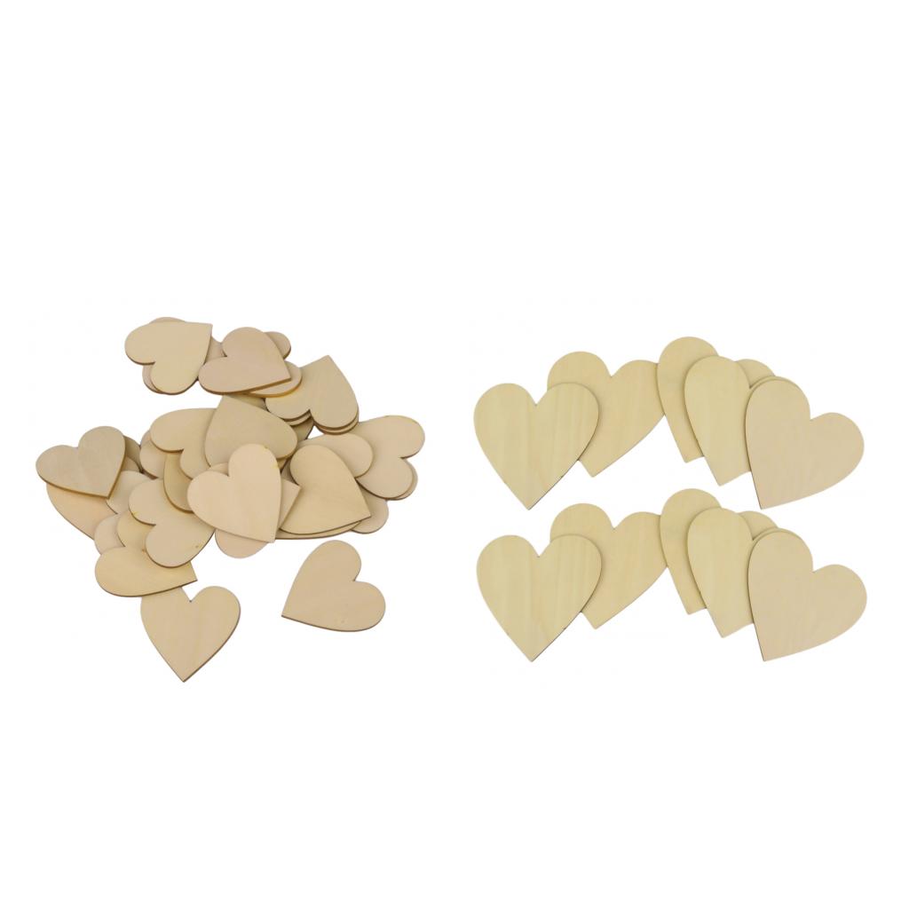 35 Pieces Mixed Unfinished Wood Wooden Love Heart Shapes for Art DIY Craft