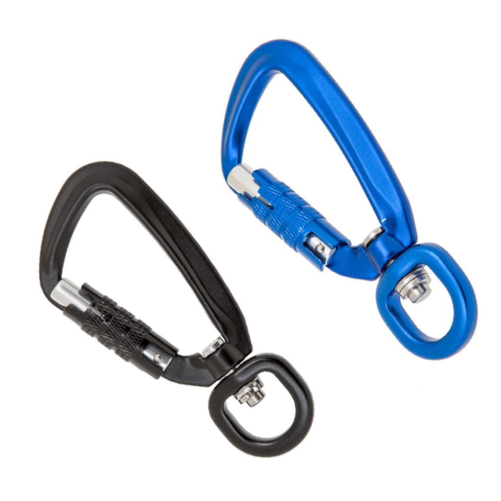 2pcs 500KG Auto Locking Carabiner Rotating Ring Outdoor Keychain Hook