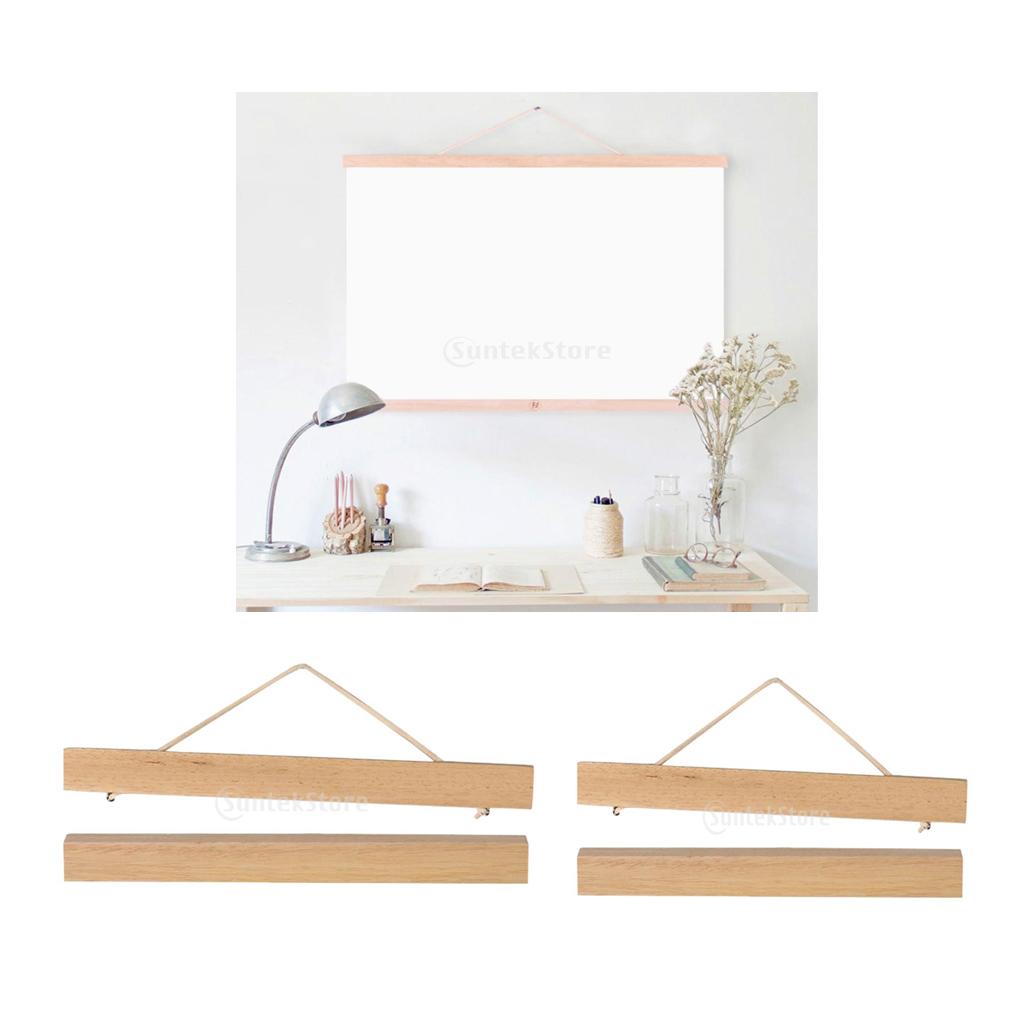 2Pcs Magnet Wooden Picture Frame DIY Photo Poster Painting Hanger Ramin Wood