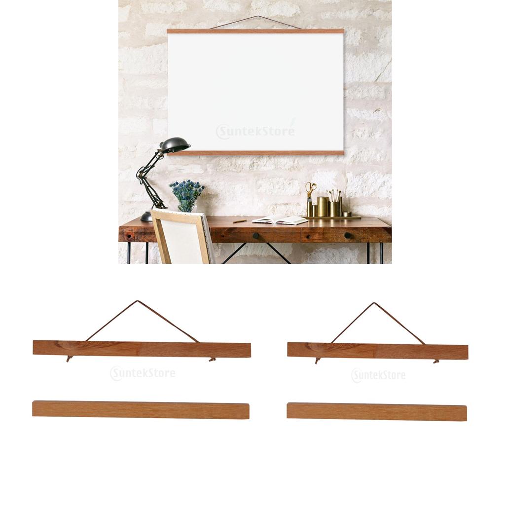 2Pcs Magnet Wooden Picture Frame DIY Photo Poster Painting Hanger Teak Wood