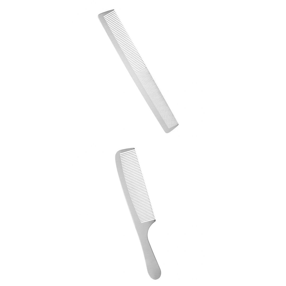 2x Stainless Steel Salon Barber Hairstyling Hairdress Cutting Comb Hairbrush