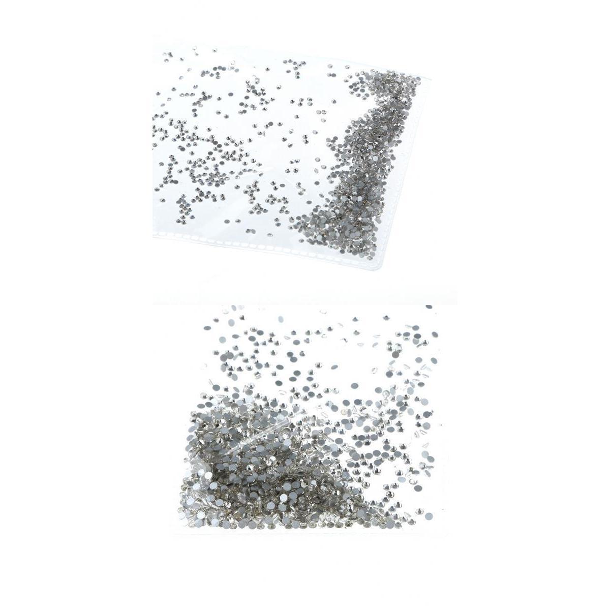 2880 Pieces Nail Art Rhinestone Crystal DIY Decorations 1.4 mm 2.5 mm White