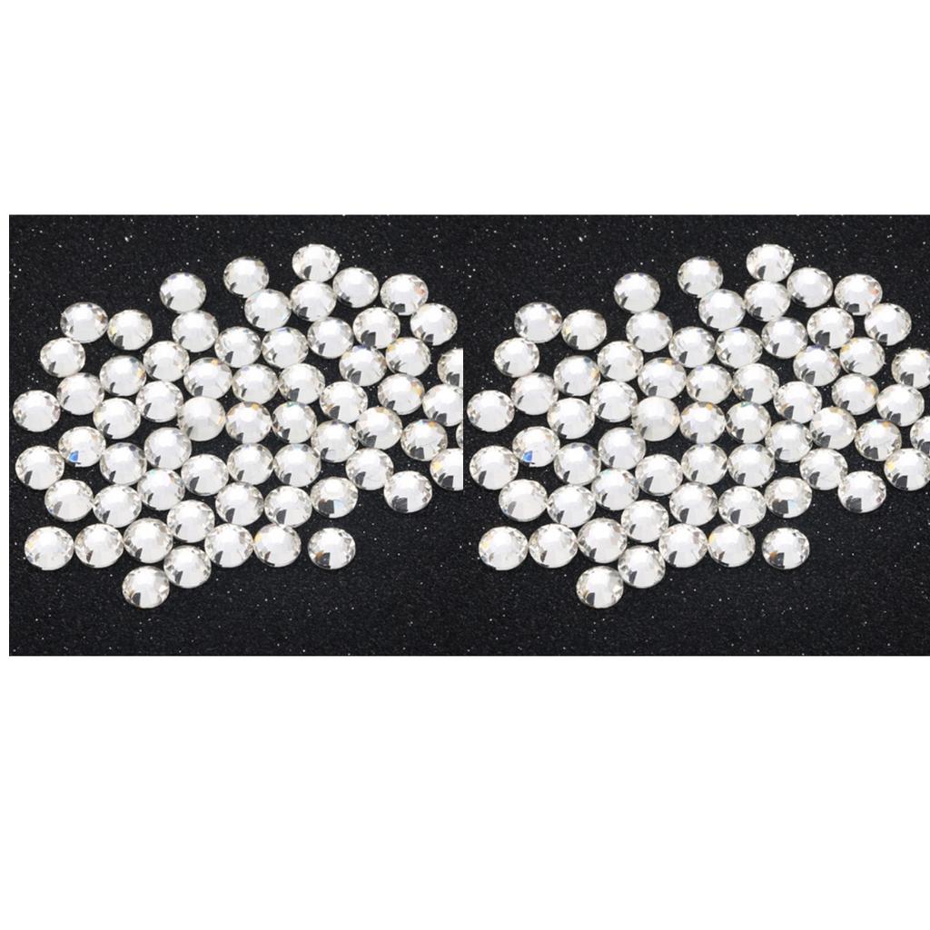 2880 Pieces Nail Art Rhinestone Crystal DIY Decorations 1.4 mm 2.5 mm White