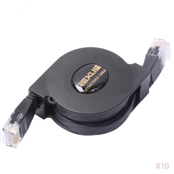 10Pcs Flat CAT6 RJ45 Patch Ethernet LAN Lead Network Retractable Cable 2m