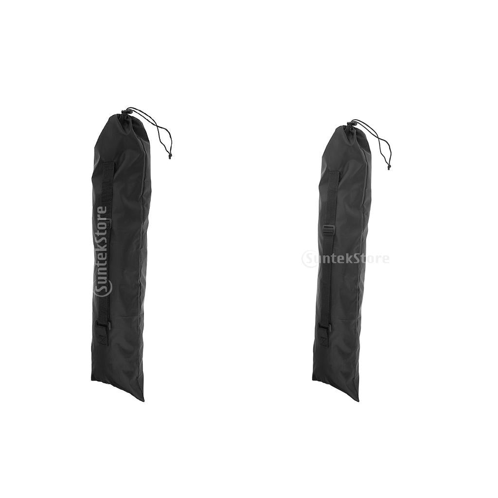 2pcs Foldable Alpenstock Hiking Walking Stick Storage Pouch Carry Bag Black
