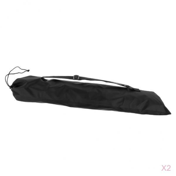 2pcs Foldable Alpenstock Hiking Walking Stick Storage Pouch Carry Bag Black