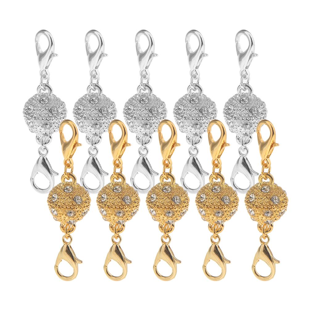 10 Pieces Ball Rhinestone Lobster Magnetic Clasps Jewelry DIY Findings