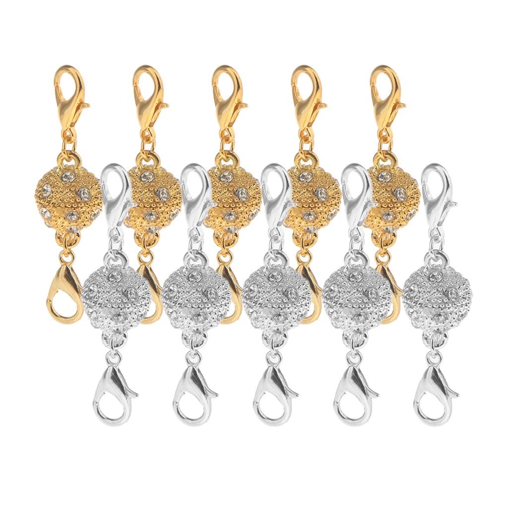 10 Pieces Ball Rhinestone Lobster Magnetic Clasps Jewelry DIY Findings