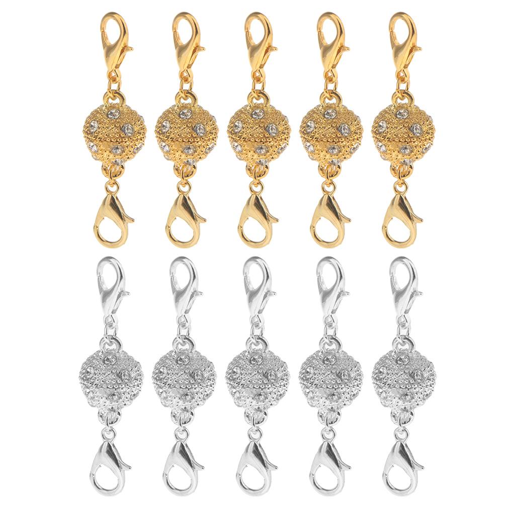 10 Pieces Ball Rhinestone Lobster Magnetic Clasps Jewelry DIY Findings