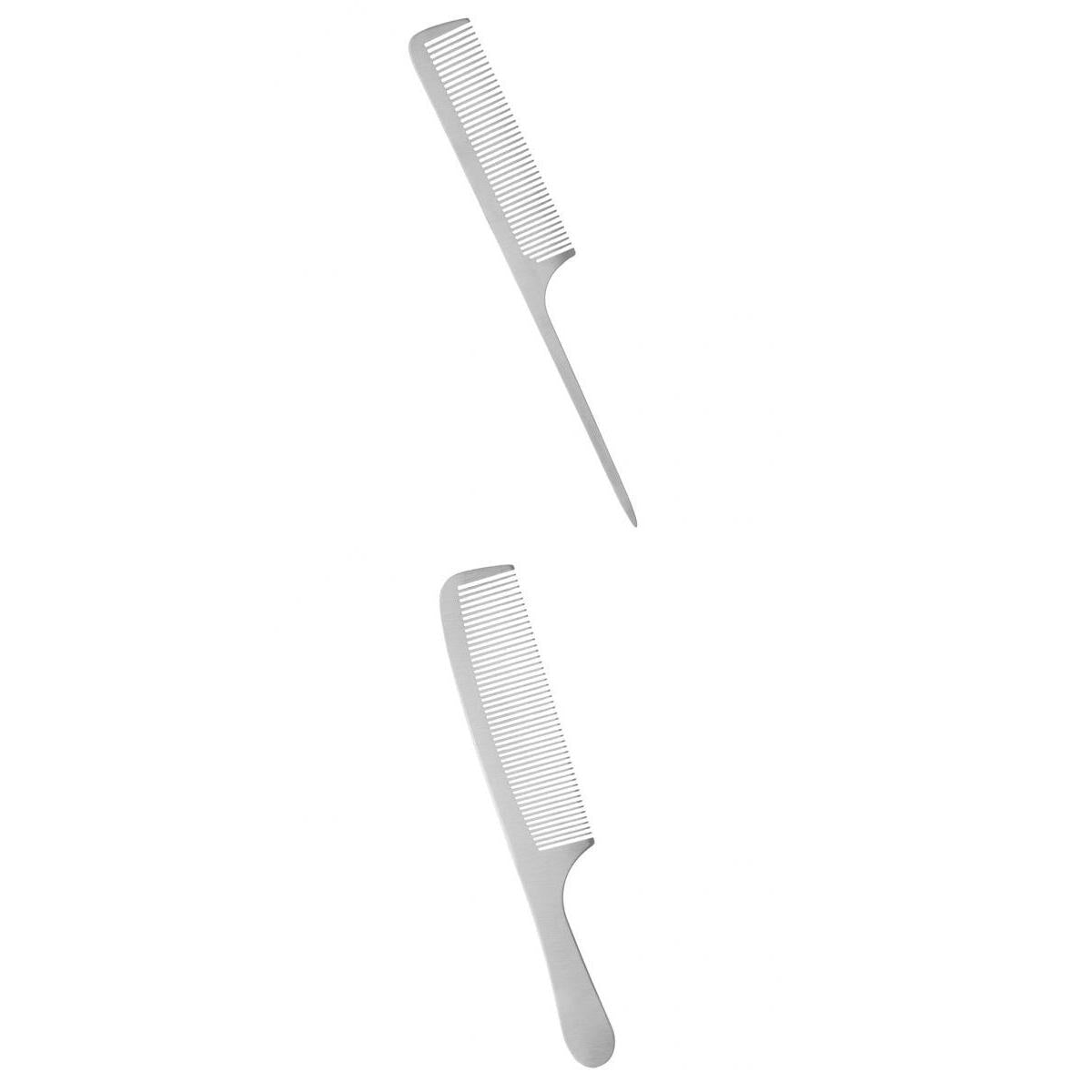2Piece Stainless Steel Salon Hairstyling Hairdressing Cutting Comb Hairbrush