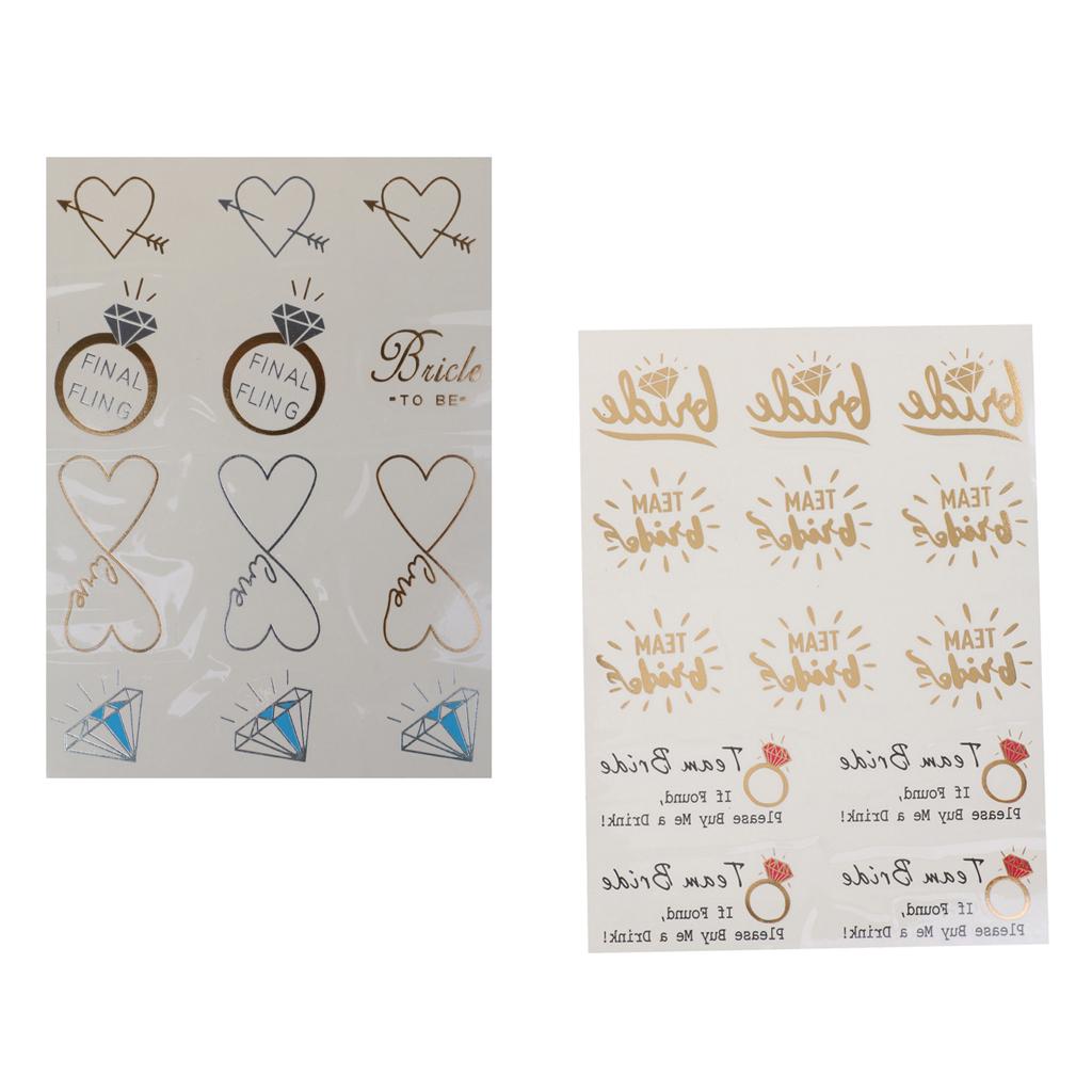 2 Sheets Bachelor Party Waterproof Temporary Flash Tattoo Stickers Diamond