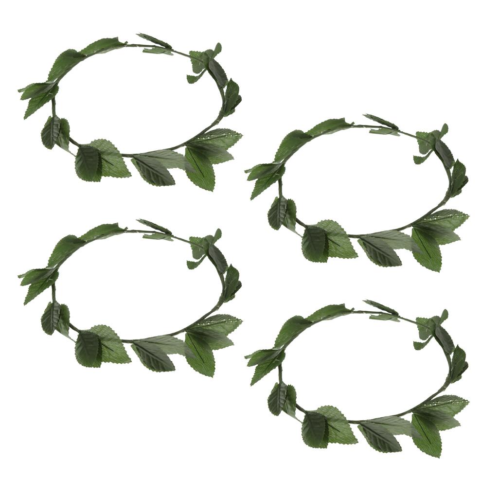 4 Pieces Green Leaf Roman Greek Goddess Laurel Wreath Fancy Dress Headbands