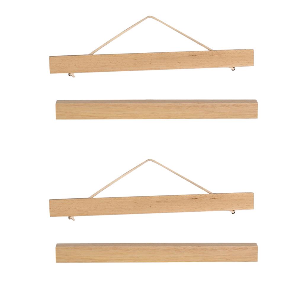 2 Pairs Magnet Wooden Picture Frame DIY Photo Poster Painting Hanger 30cm