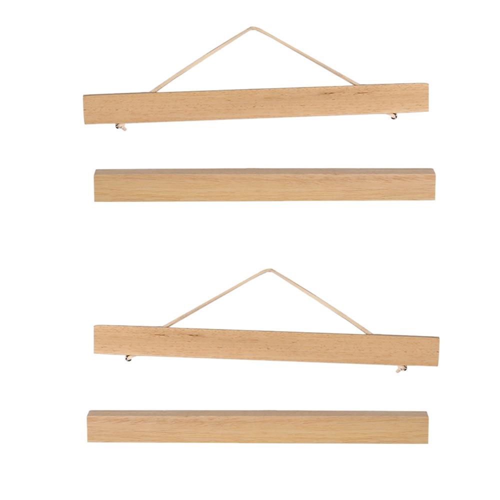 2 Pairs Magnet Wooden Picture Frame DIY Photo Poster Painting Hanger 30cm