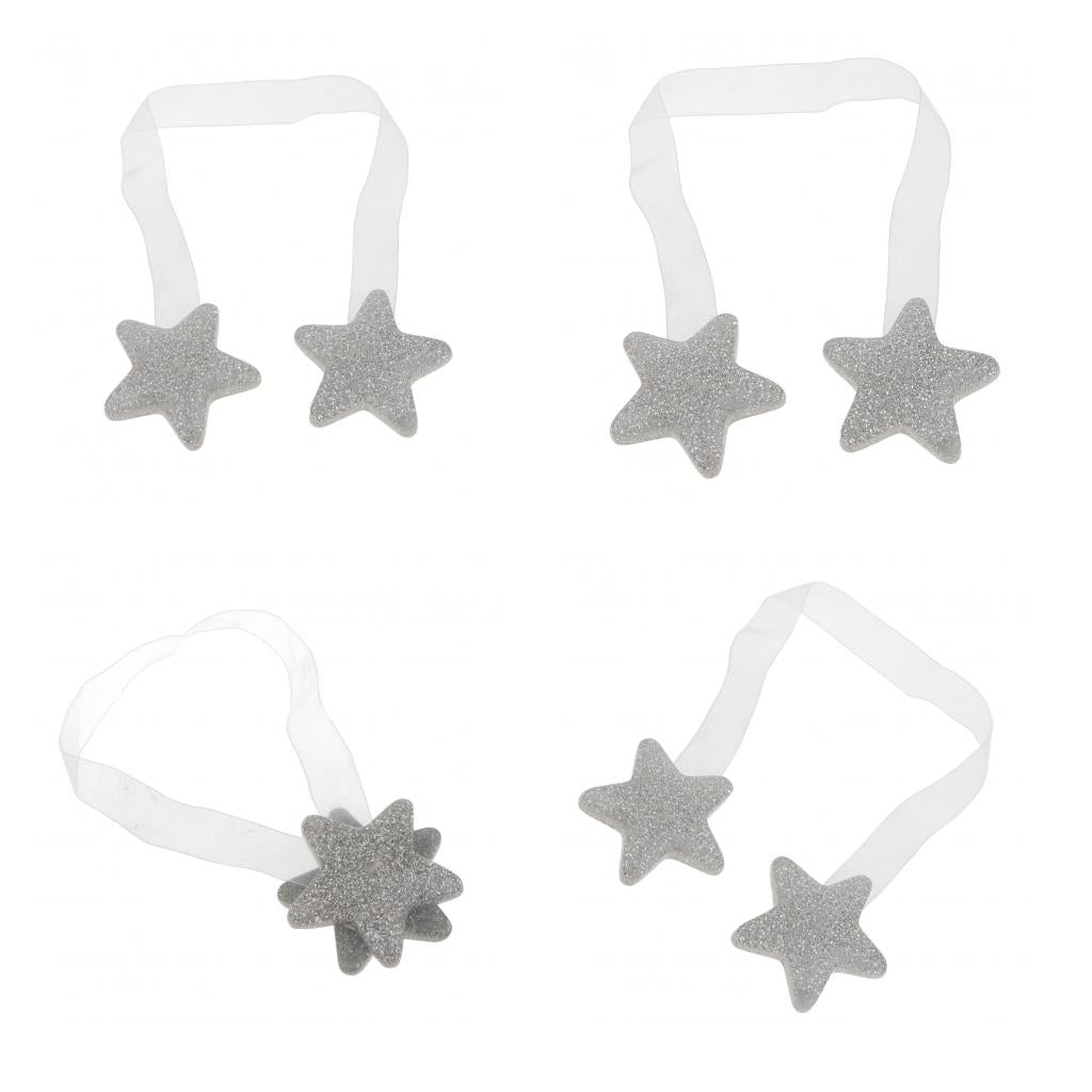 4Pieces Curtain Buckle Magnetic Tie Back Holder Star Curtain Broach Silver