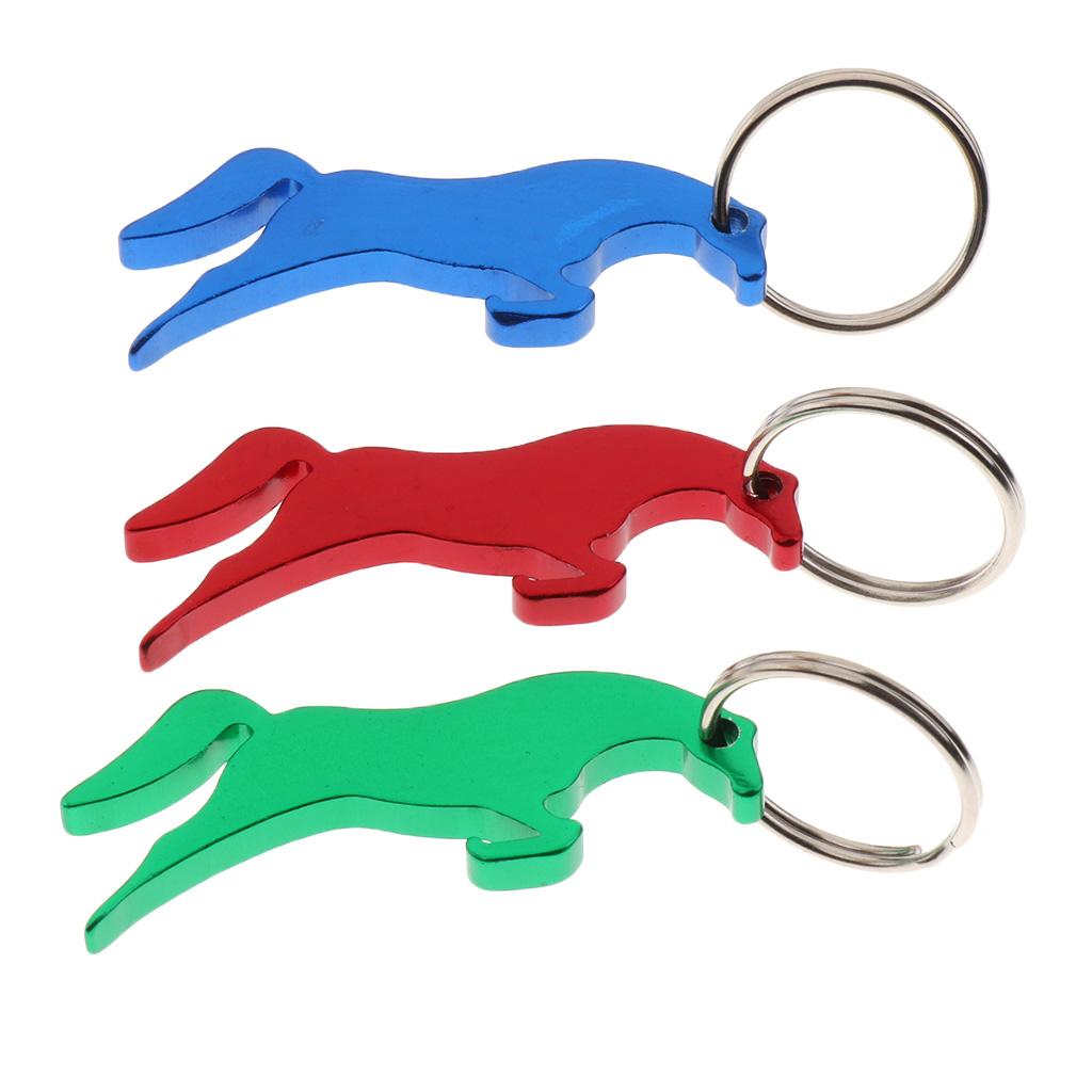 3 Pcs Aluminum Horse Simple Bottle Opener Key Ring Keychain Bag Pendent