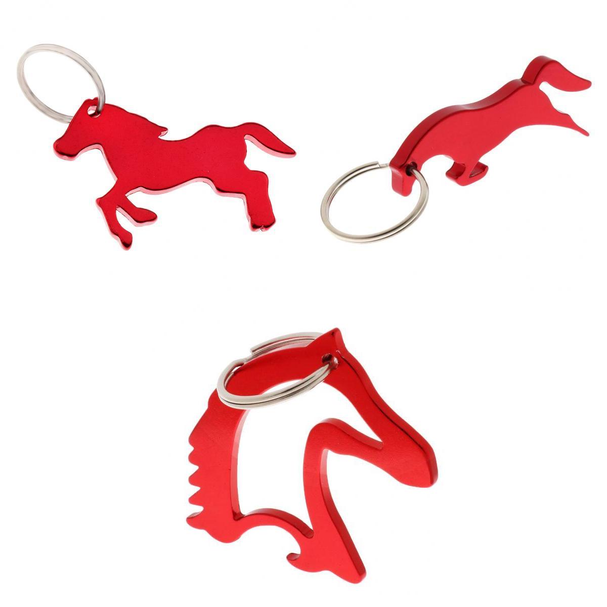 3 Style Alloy Horse Simple Bottle Opener Key Ring Keychain Bag Pendent Red