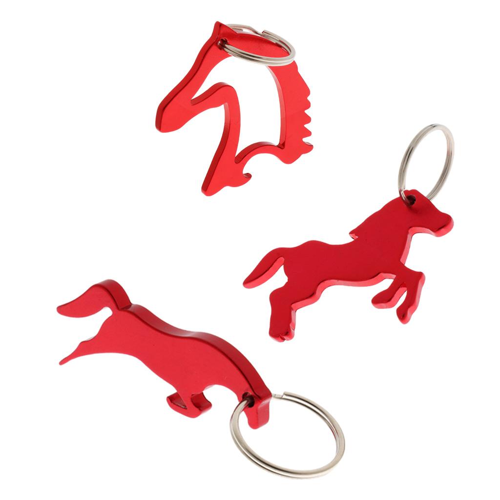 3 Style Alloy Horse Simple Bottle Opener Key Ring Keychain Bag Pendent Red