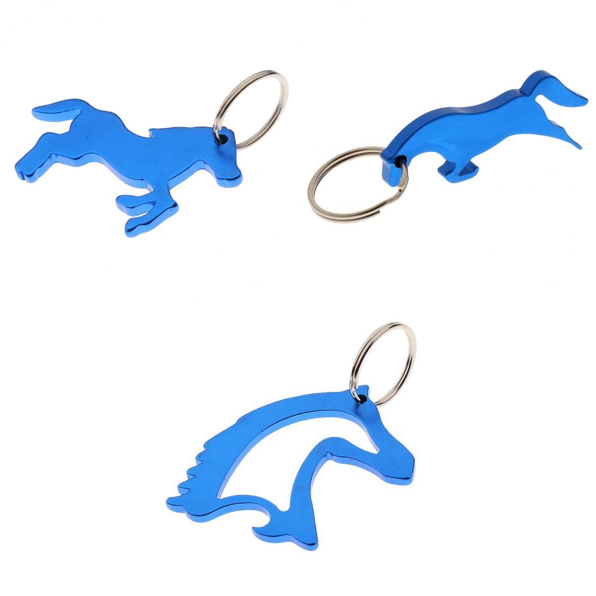 3 Style Alloy Horse Simple Bottle Opener Key Ring Keychain Bag Pendent Blue