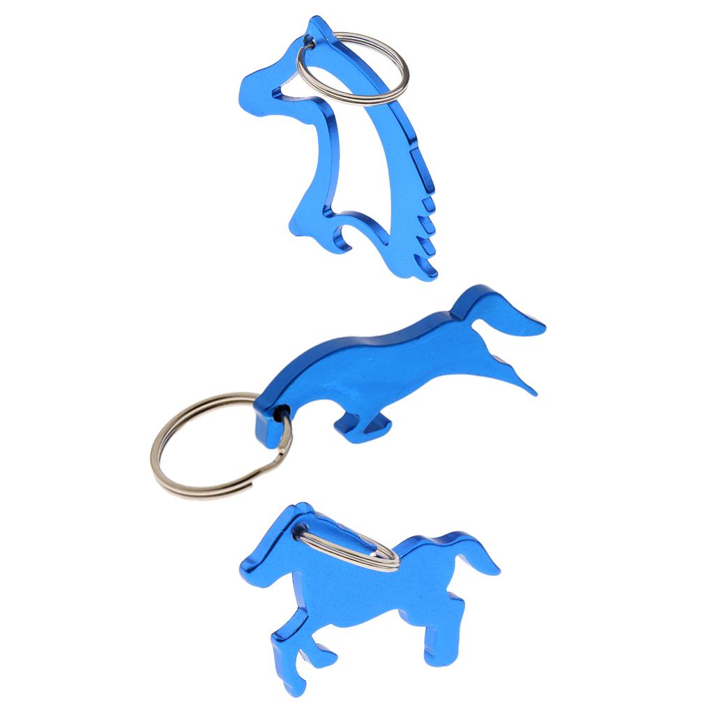 3 Style Alloy Horse Simple Bottle Opener Key Ring Keychain Bag Pendent Blue