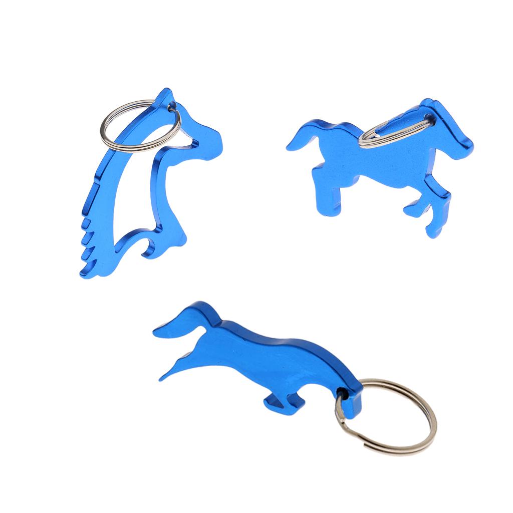 3 Style Alloy Horse Simple Bottle Opener Key Ring Keychain Bag Pendent Blue