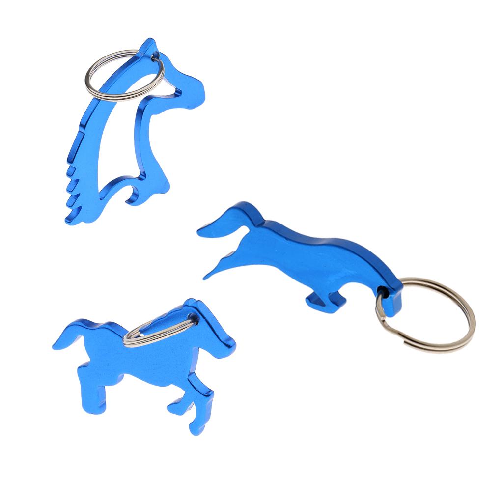 3 Style Alloy Horse Simple Bottle Opener Key Ring Keychain Bag Pendent Blue