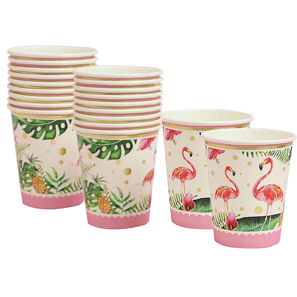 20pcs Tropical Flamingo Paper Disposable Cups Birthday Party Tableware Decor