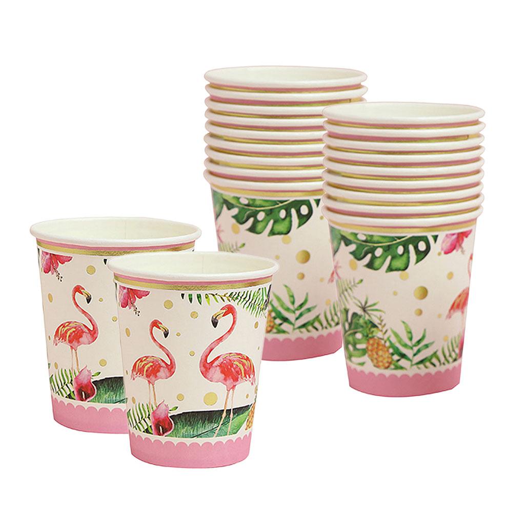 20pcs Tropical Flamingo Paper Disposable Cups Birthday Party Tableware Decor