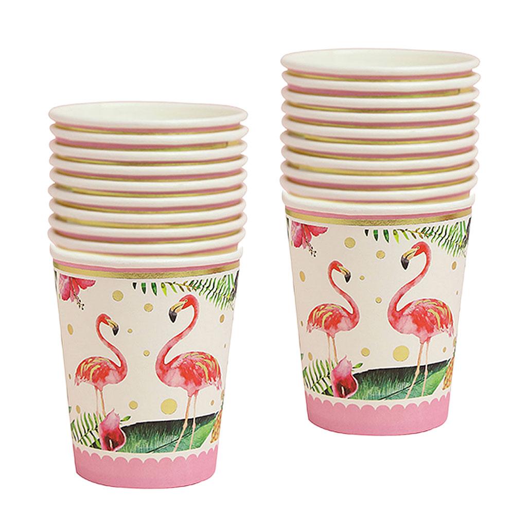 20pcs Tropical Flamingo Paper Disposable Cups Birthday Party Tableware Decor