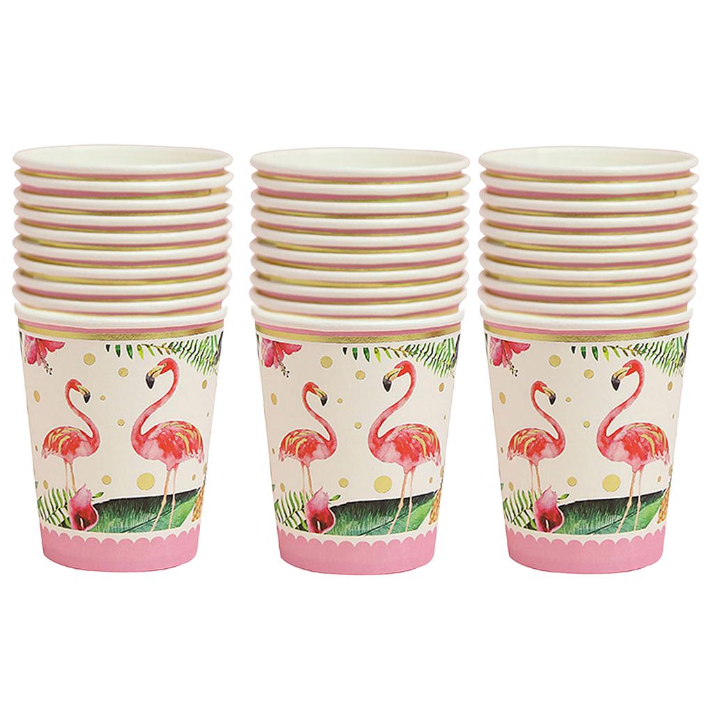 30pcs Tropical Flamingo Paper Disposable Cups Birthday Party Tableware Decor