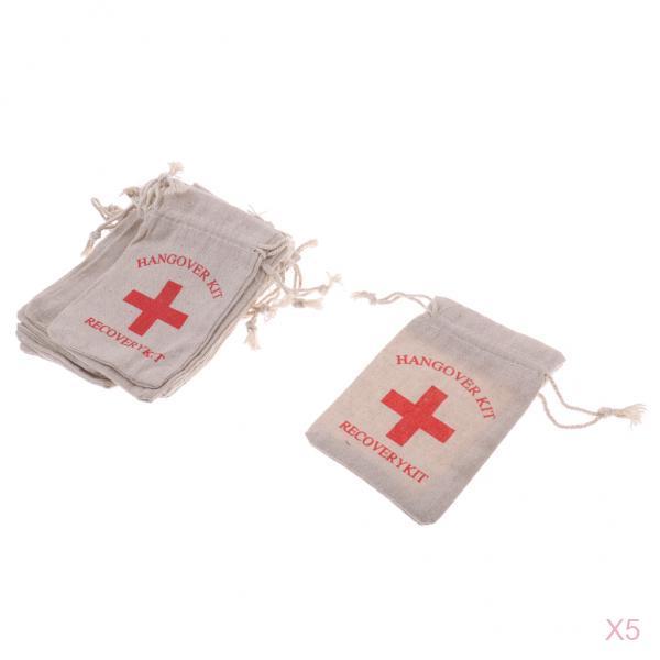 50pcs Hangover Kit Bags Bachelorette Party First Aid Bags Muslin Favors Bag
