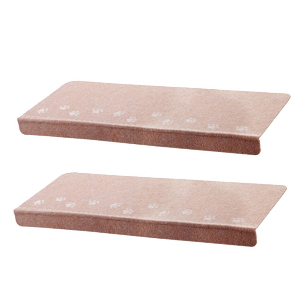 2Pcs Indoor Night Luminous Stair Tread Mats Non Slip Carpet Floor Rug Beige