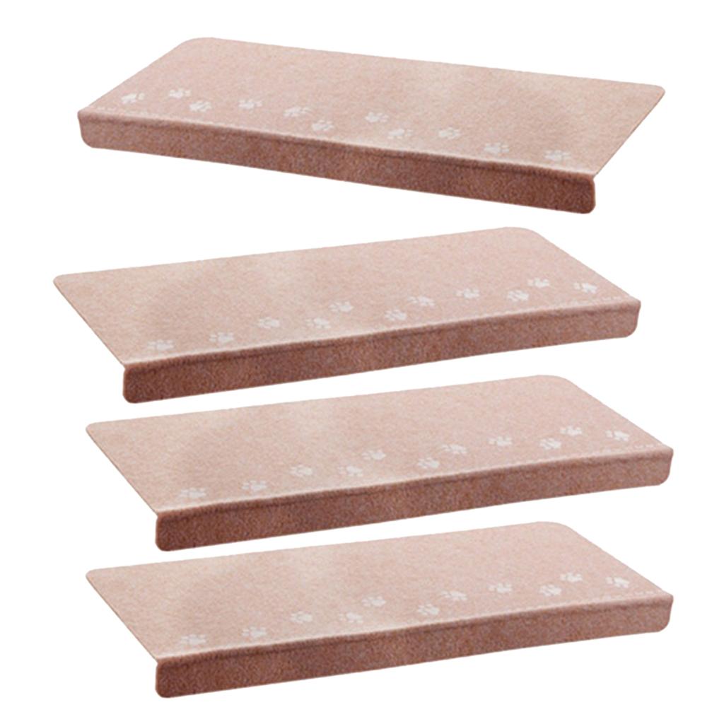 4Pcs Indoor Night Luminous Stair Tread Mats Non Slip Carpet Floor Rug Beige