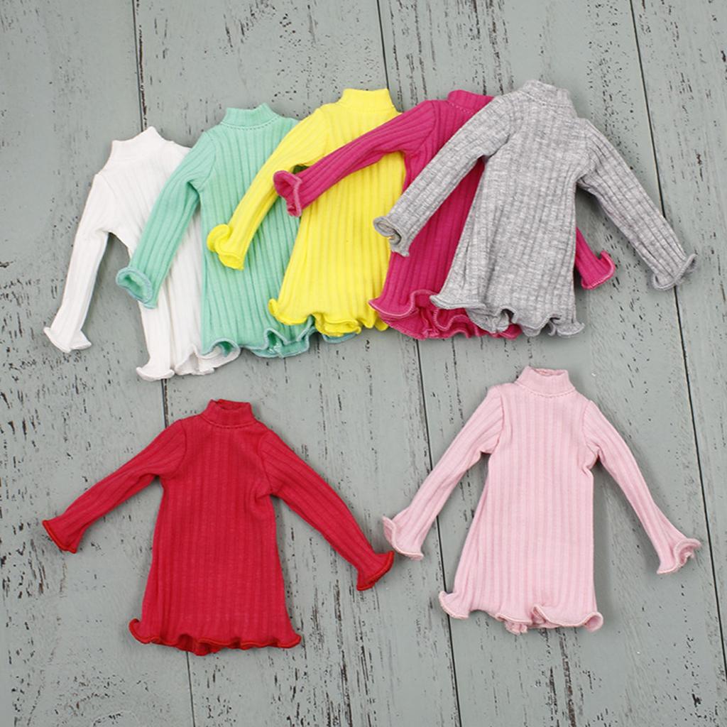 6 Pieces 1/6 Scale Long Sleeve Jumper Dress Top for Blythe Azone Licca Doll