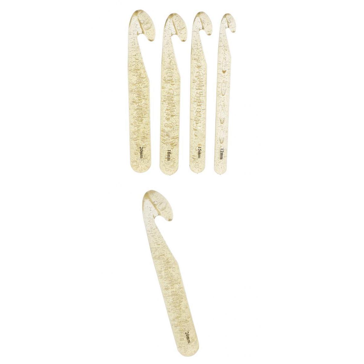 5 Pieces Assorted Sizes Plastic Crochet Hooks Big Knitting Needles Gold
