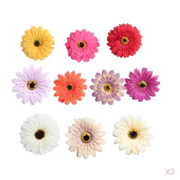 20 Pieces Artificial Gerbera Daisy Flowers Heads for DIY Craft Mixed