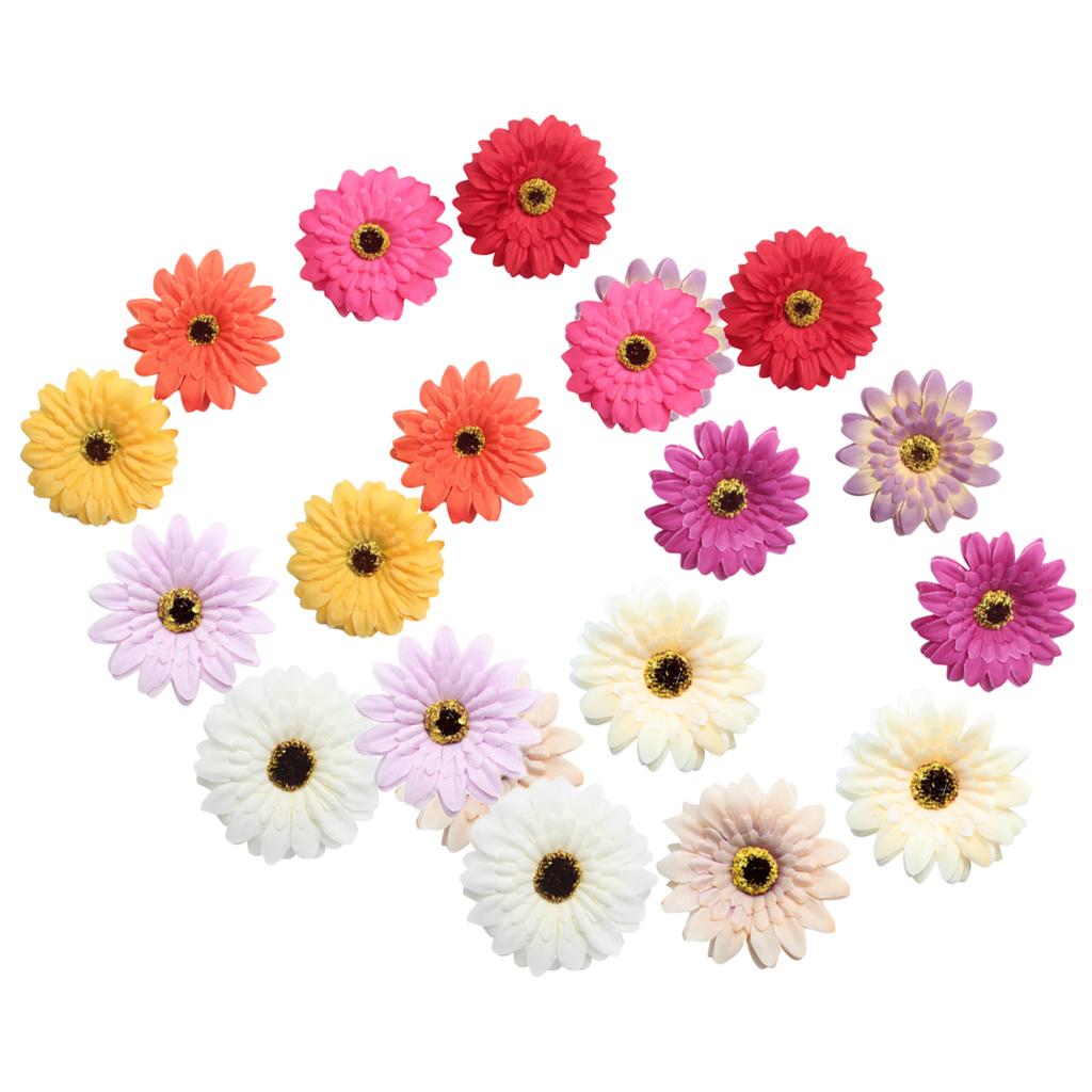 20 Pieces Artificial Gerbera Daisy Flowers Heads for DIY Craft Mixed