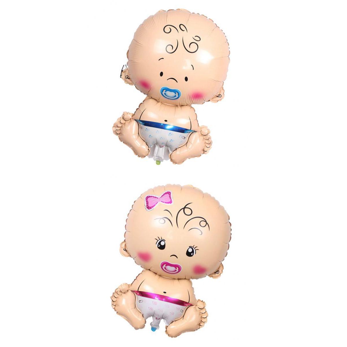 2 Pieces Baby Pacifier Doll Foil Balloon Baby Shower Decor Pink and Blue