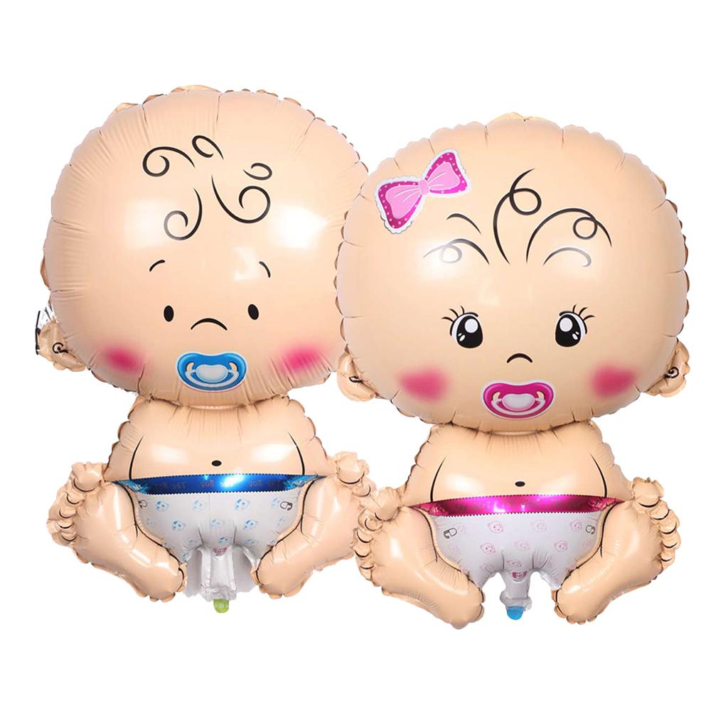 2 Pieces Baby Pacifier Doll Foil Balloon Baby Shower Decor Pink and Blue