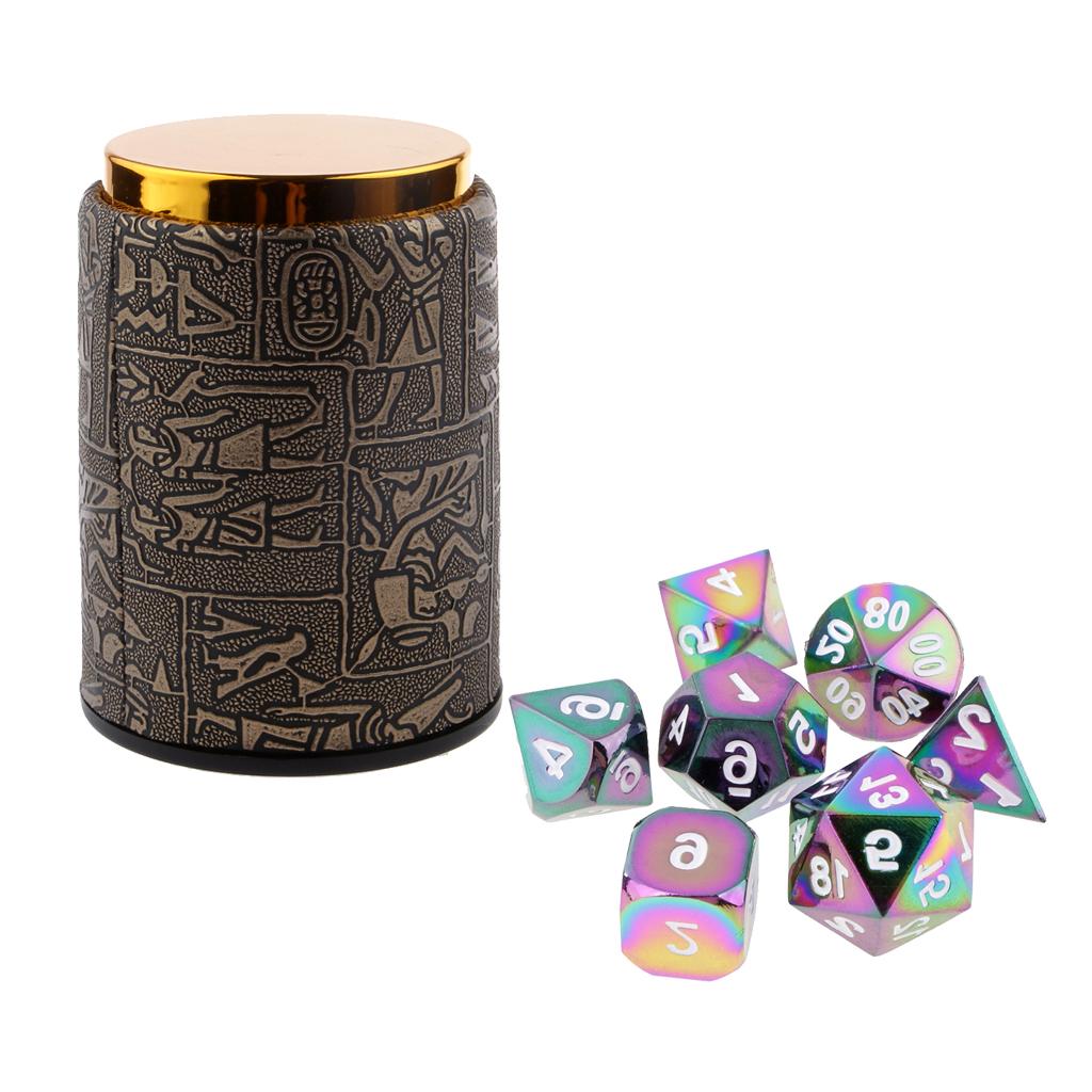 7X Metal Polyhedral Dice for Dungeons and Dragons Table Games+Dice Cup #5