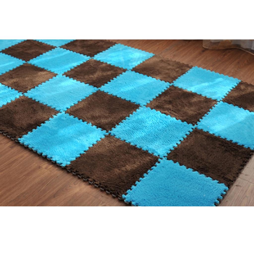 20Pcs EVA Foam Interlocking Puzzle Exercise Mat Baby Crawl Mat, Blue Brown
