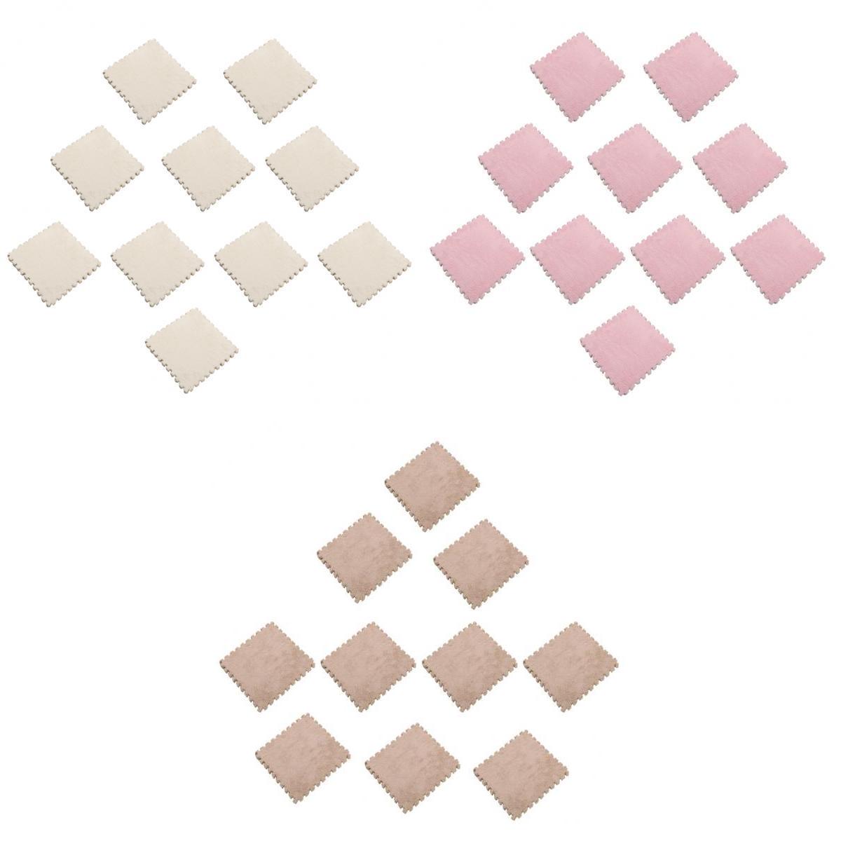 30Pcs EVA Foam Interlocking Puzzle Exercise Mat Crawl Mat, Pink Beige White