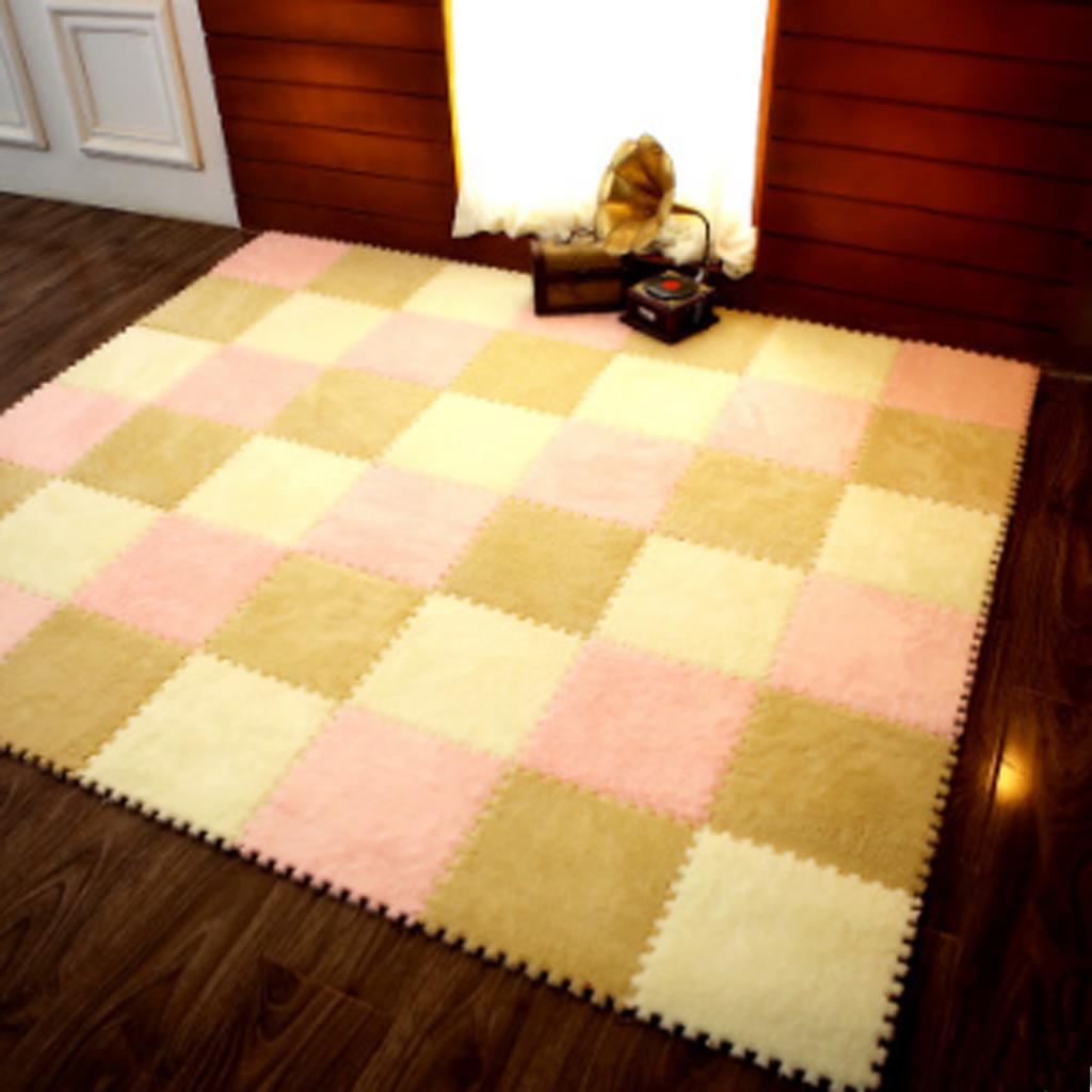 30Pcs EVA Foam Interlocking Puzzle Exercise Mat Crawl Mat, Pink Beige White